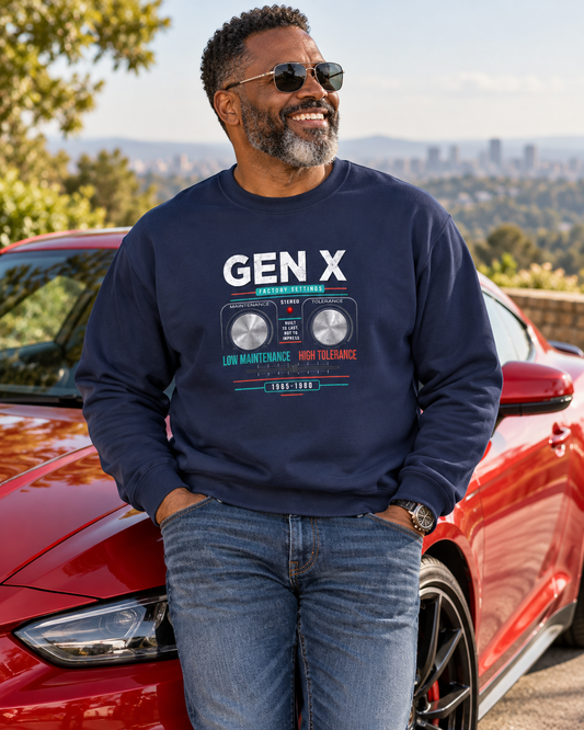 Gen X: Low Maintenance, High Tolerance Unisex Crewneck Sweatshirt