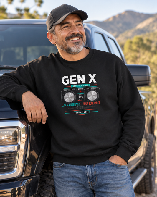 Gen X: Low Maintenance, High Tolerance Unisex Crewneck Sweatshirt