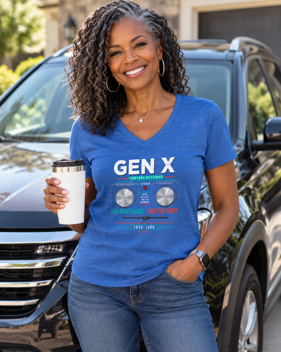 Gen X: Low Maintenance, High Tolerance Women’s V-Neck Tee
