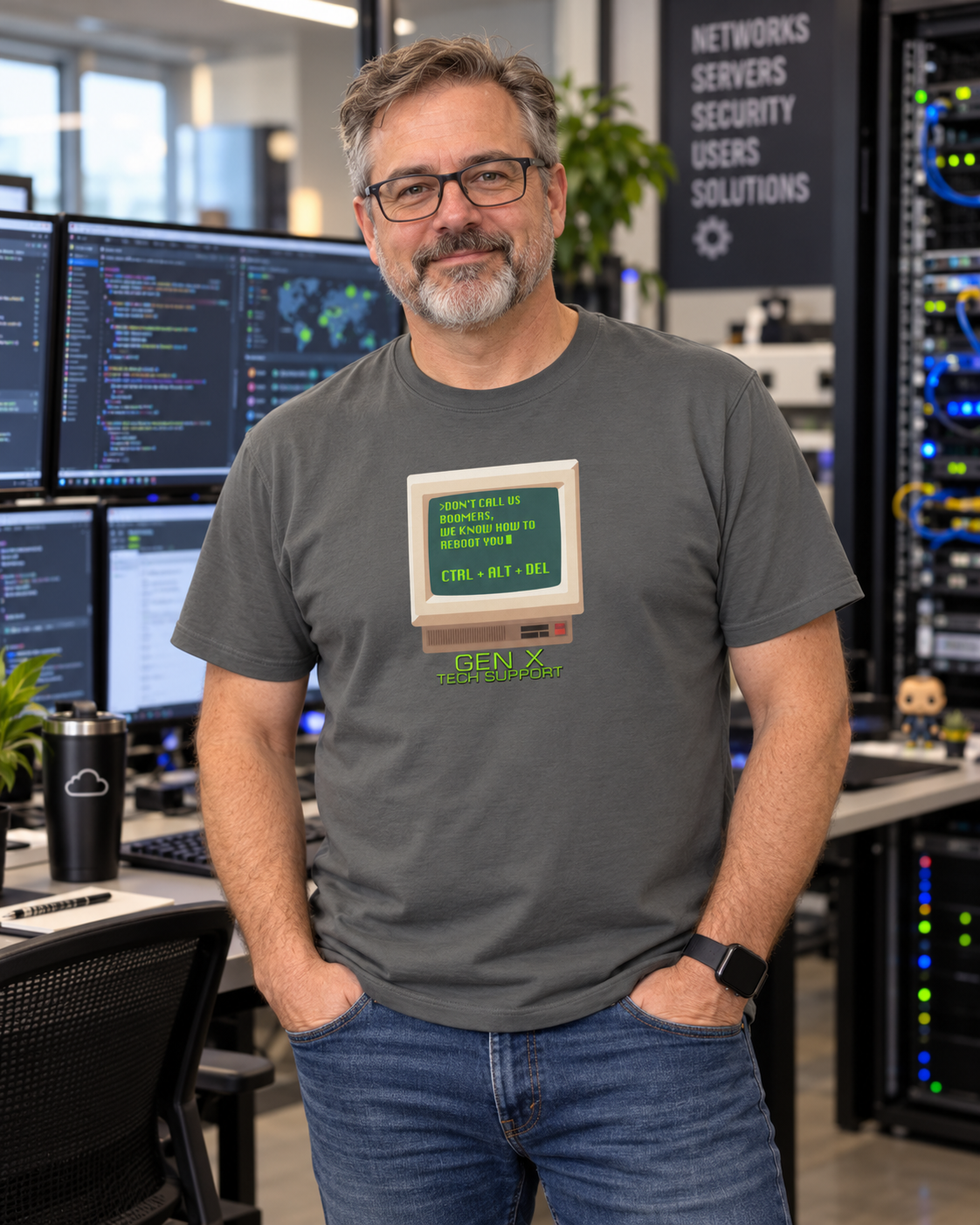 Gen X Tech Support Unisex Crew Neck Tee — Don’t Call Us Boomers, We Know How to Reboot You