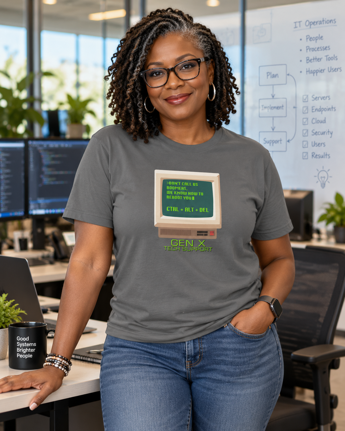 Gen X Tech Support Unisex Crew Neck Tee — Don’t Call Us Boomers, We Know How to Reboot You